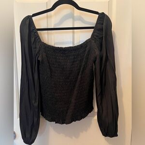 Black Smocked Women's Top